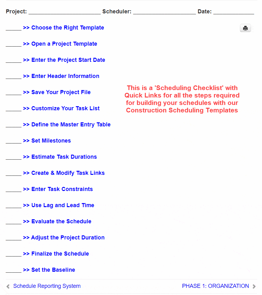 Construction Scheduling Checklist